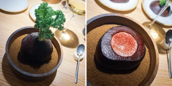 Cured Beetroot (Вяленая свекла с муссом из молодого козьего сыра)